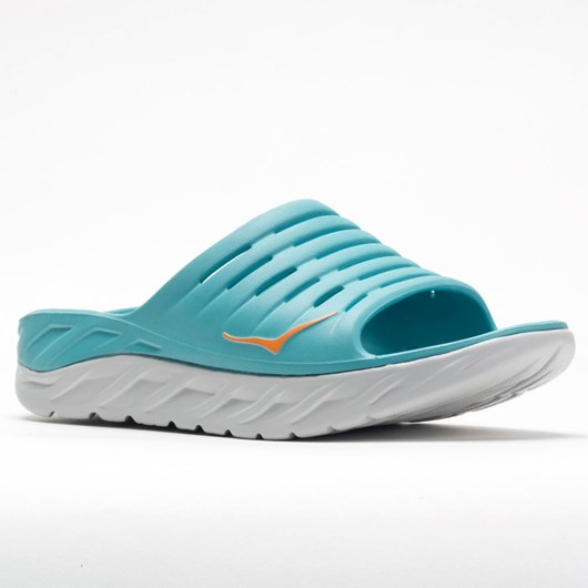 Aquarelle / Blazing Orange Orthofeet Hoka One One Ora Recovery Slide Men's Slide Sandals | YJTKQ9705