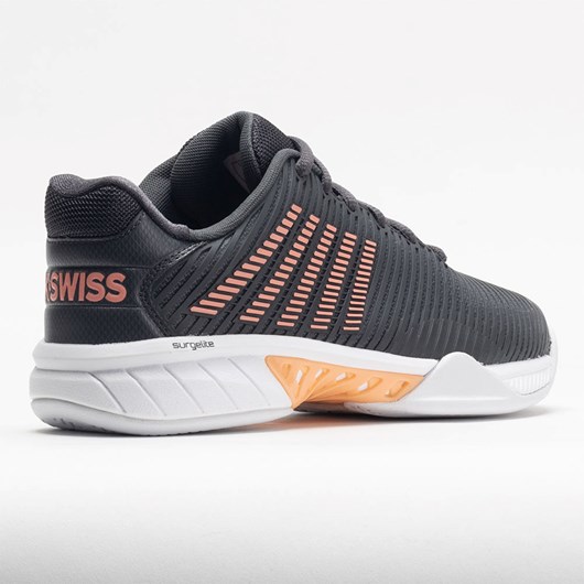 Asphalt / White / Peach Amber Orthofeet K-Swiss Hypercourt Express 2 Women's Tennis Shoes | WOZFQ9350