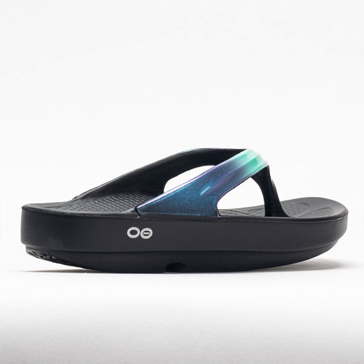 Black / Atlantis Orthofeet OOFOS OOlala Luxe Women's Slide Sandals | NJWOG4369