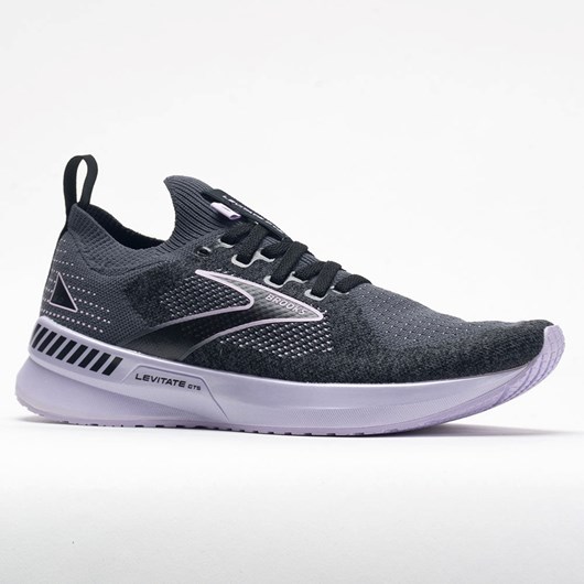 Black / Ebony / Lilac Orthofeet Brooks Levitate Stealthfit GTS 5 Women's Running Shoes | OJSNG1684