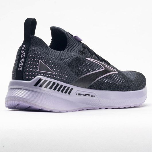 Black / Ebony / Lilac Orthofeet Brooks Levitate Stealthfit GTS 5 Women's Running Shoes | OJSNG1684