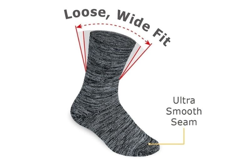 Black / Gray Orthofeet Non Binding Crew Wide Bamboo  Unisex Socks | HLNTG8716