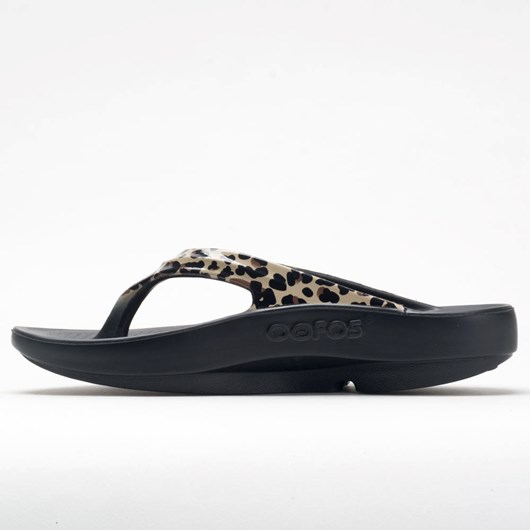 Black / Leopard Orthofeet OOFOS OOlala Limited Women's Slide Sandals | QDCIU5687