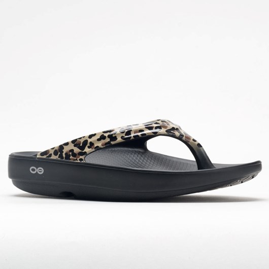 Black / Leopard Orthofeet OOFOS OOlala Limited Women's Slide Sandals | QDCIU5687