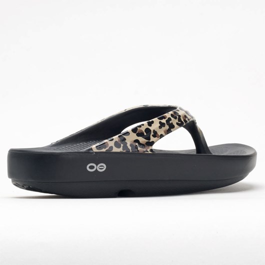 Black / Leopard Orthofeet OOFOS OOlala Limited Women's Slide Sandals | QDCIU5687