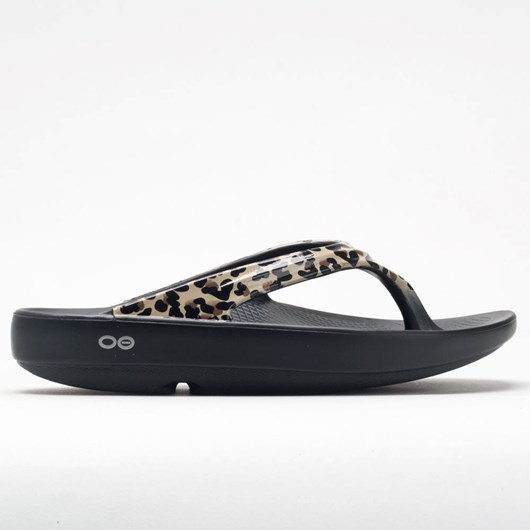 Black / Leopard Orthofeet OOFOS OOlala Limited Women\'s Slide Sandals | QDCIU5687