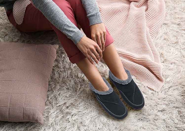 Black Orthofeet Arch Support House Women's Slippers | XAIER6193