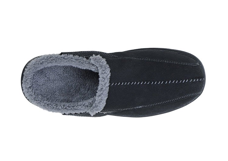 Black Orthofeet Arch Support Men's Slippers | QBOUC3947