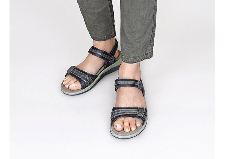 Black Orthofeet Arch Support Orthotic Women's Sandals | GRMSZ4596