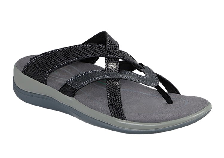 Black Orthofeet Arch Support Orthotic Women\'s Flip Flops | NZEIW2078