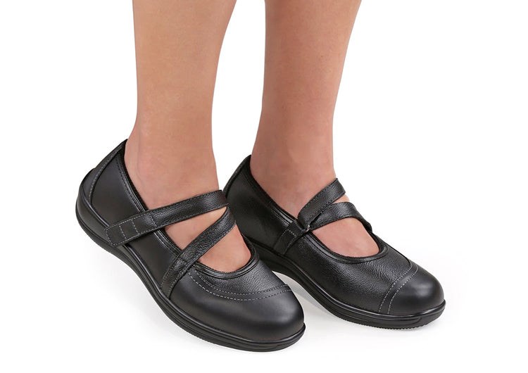 Black Orthofeet Arch Support Women's Dress Shoes | ZGIKN5960