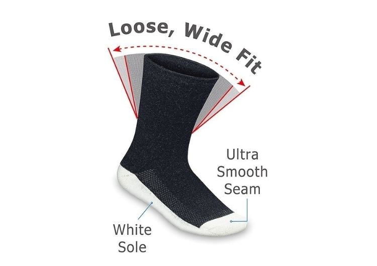 Black Orthofeet Bamboo Diabetic Crew Unisex Socks | XFBPS1072