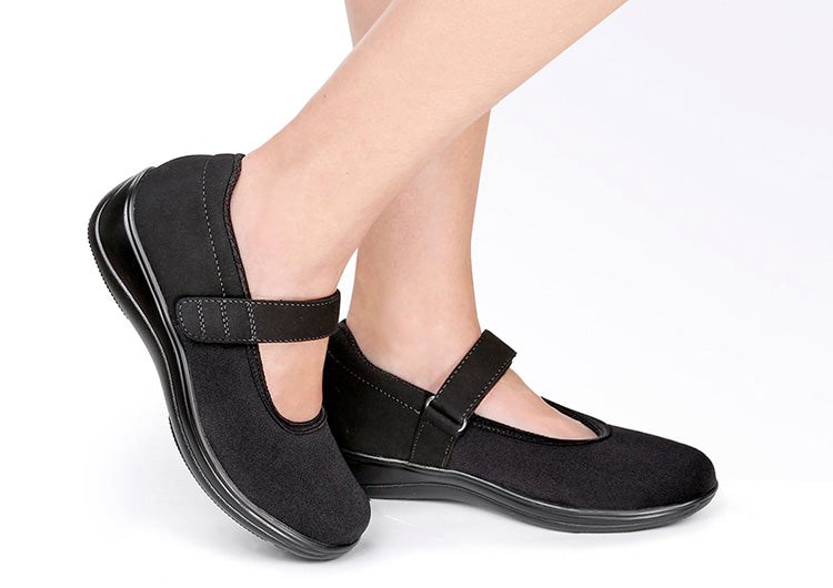 Black Orthofeet Bunions Arthritis Women's Mary Jane Shoes | YCBEA6784