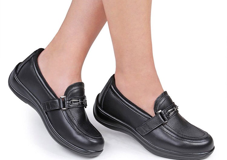 Black Orthofeet Chelsea Orthotic Slip On Women's Dress Shoes | FJAWP9321