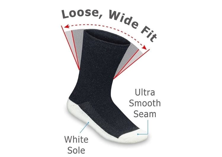 Black Orthofeet Diabetic Bamboo Crew Unisex Socks | DXZPG8963