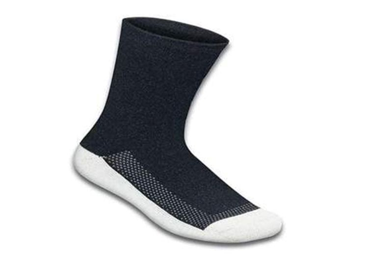 Black Orthofeet Diabetic Bamboo Crew Unisex Socks | DXZPG8963