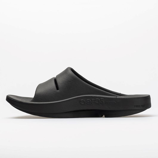 Black Orthofeet OOFOS OOahh Men's Slide Sandals | XNPDB7253