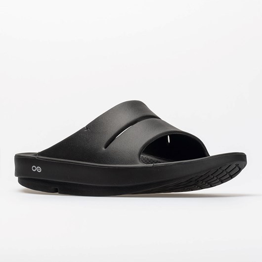 Black Orthofeet OOFOS OOahh Men's Slide Sandals | XNPDB7253