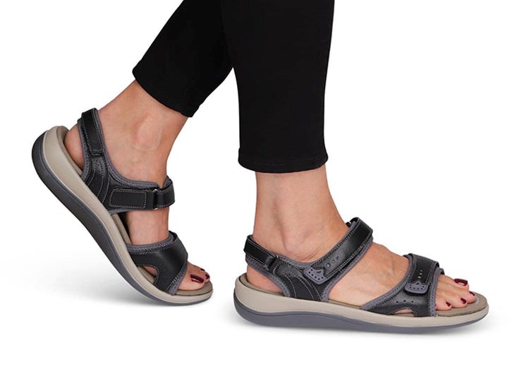 Black Orthofeet Orthopedic Malibu Women's Sandals | LSHNZ3901