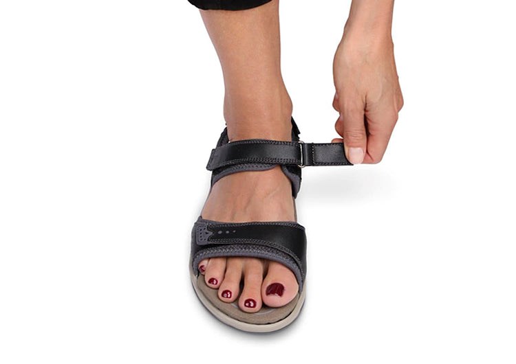 Black Orthofeet Orthopedic Malibu Women's Sandals | LSHNZ3901