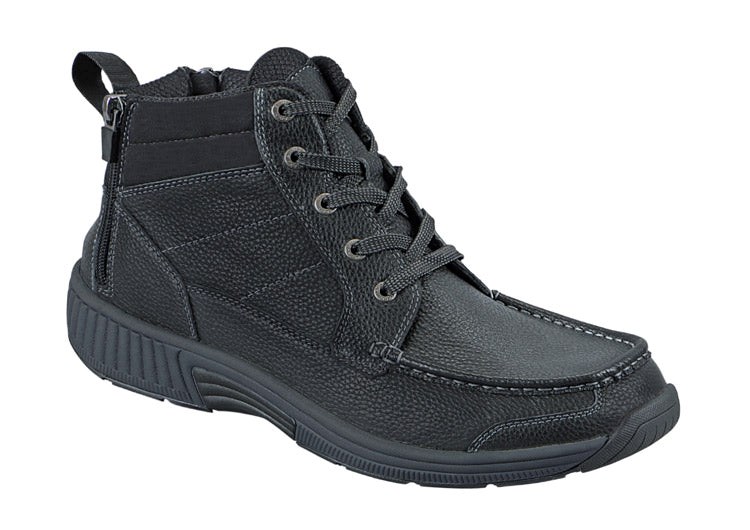 Black Orthofeet Orthopedic Men\'s Hiking Boots | OPKND4138