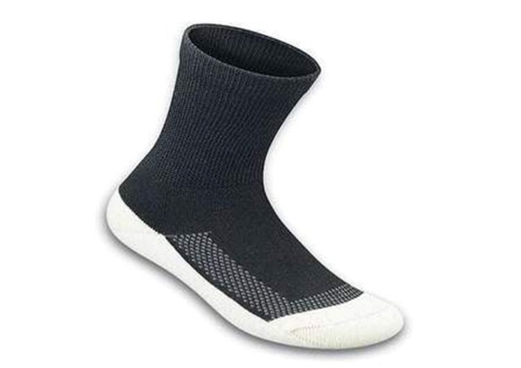 Black Orthofeet Padded Sole Crew Bamboo Diabetic  Unisex Socks | WYZNC2583