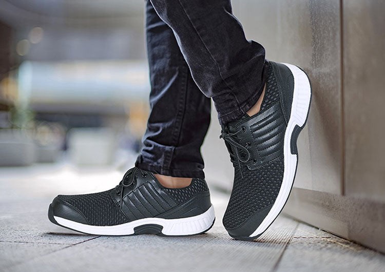 Black Orthofeet Stretchable - Tacoma Stretch Knit Men's Sneakers | EDSMU5786