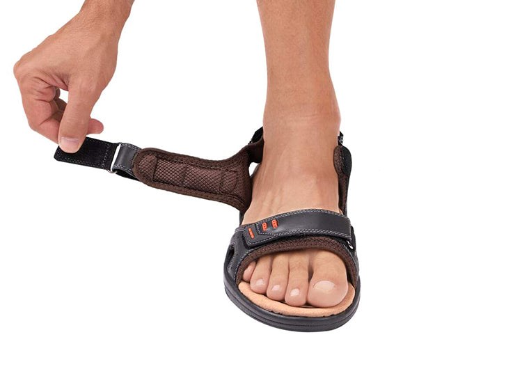 Black Orthofeet With Arch Support Cambria Men's Sandals | IKNBX9640