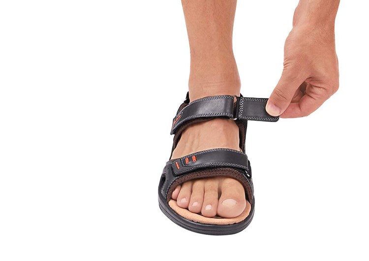 Black Orthofeet With Arch Support Cambria Men's Sandals | IKNBX9640