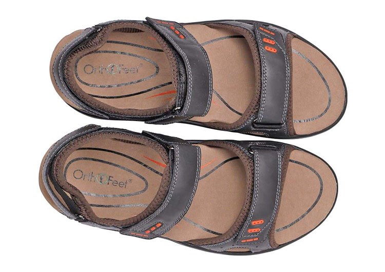 Black Orthofeet With Arch Support Cambria Men's Sandals | IKNBX9640