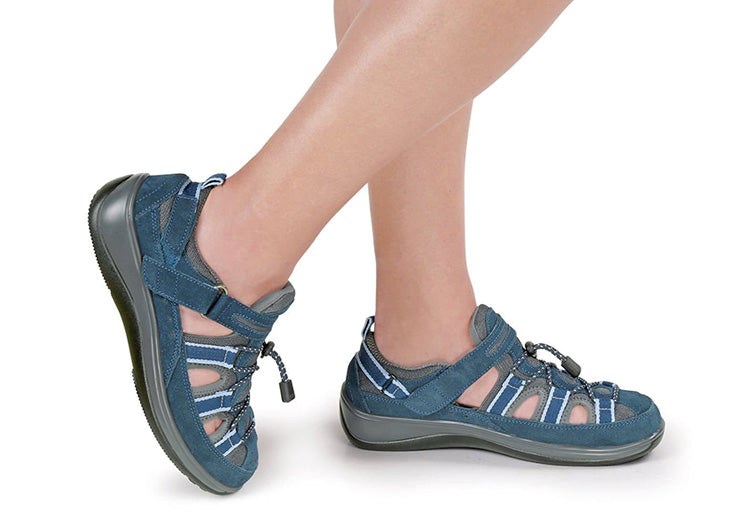 Blue Orthofeet Closed Toe Arch Support Women's Sandals | RFTVD2418