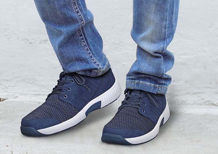 Blue Orthofeet Stretchable - Tacoma Stretch Knit Men's Sneakers | VUMKA0325