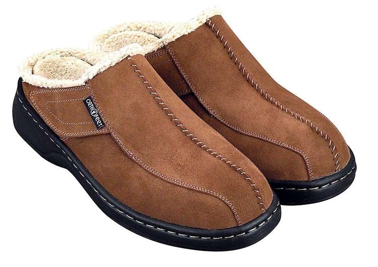 Brown Orthofeet Arch Support Men's Slippers | AMXUP6547