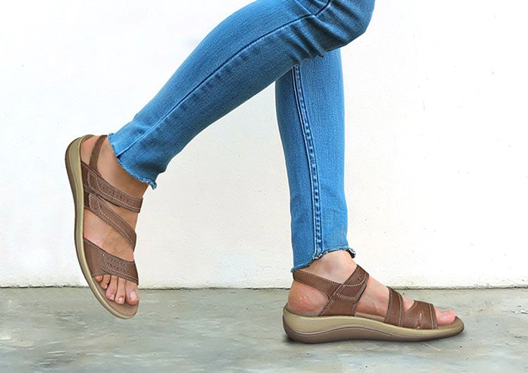 Brown Orthofeet Arch Support Orthotic Women's Sandals | AQIFW4073