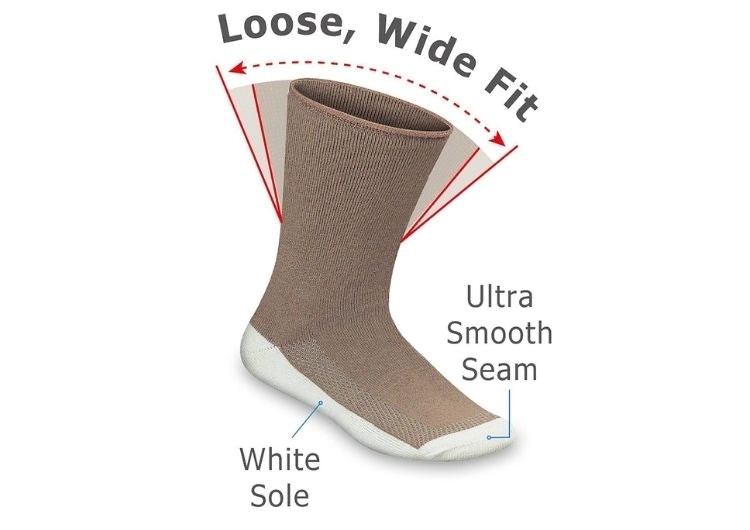 Brown Orthofeet Casual Dress Brown Crew Bamboo Diabetic  Unisex Socks | SMAWI0649