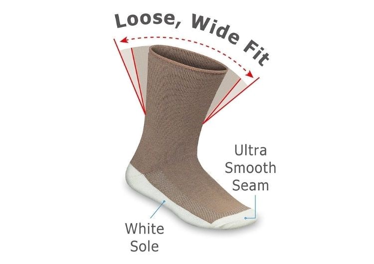 Brown Orthofeet Extra Roomy Brown Crew Bamboo Diabetic  Unisex Socks | VNRPS6841