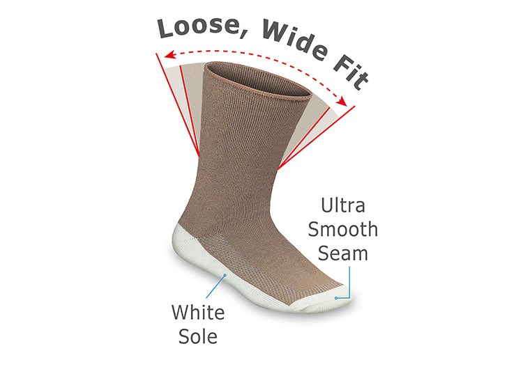 Brown Orthofeet Padded Sole Brown Crew Bamboo Diabetic  Unisex Socks | ABESF7194