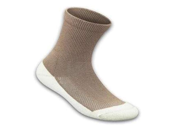 Brown Orthofeet Padded Sole Brown Crew Bamboo Diabetic  Unisex Socks | ABESF7194