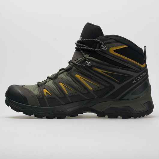 Castor Gray / Black / Green Sulphur Orthofeet Salomon X Ultra 3 Mid GTX Men's Hiking Shoes | XCNLE7215