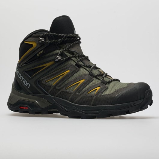 Castor Gray / Black / Green Sulphur Orthofeet Salomon X Ultra 3 Mid GTX Men's Hiking Shoes | XCNLE7215