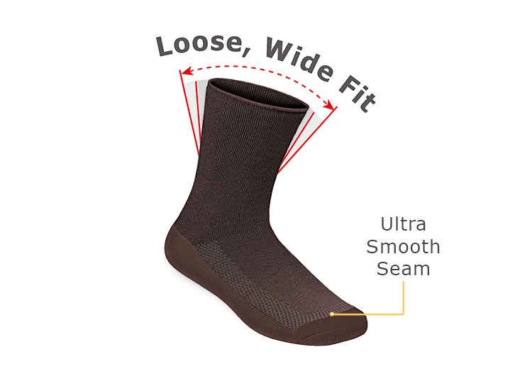 Dark Brown Orthofeet Extra Roomy Crew Bamboo Diabetic  Unisex Socks | PCISV0195