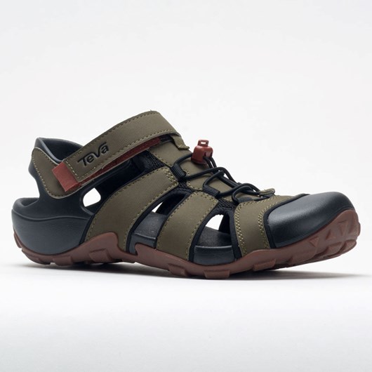 Dark Olive Orthofeet Teva Flintwood Men's Slide Sandals | FBMRQ9017