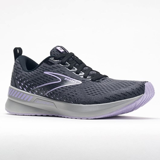 Ebony / Black / Lilac Orthofeet Brooks Levitate GTS 5 Women's Running Shoes | KFSTJ1438