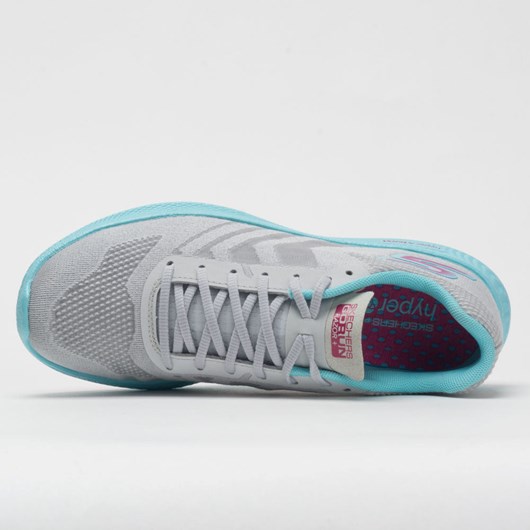 Gray / Aqua / Hot Pink Orthofeet Skechers GOrun Razor+ Women's Running Shoes | ASZIH8169