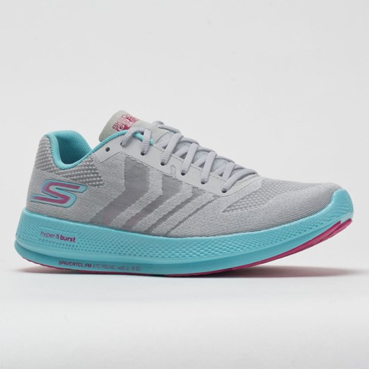 Gray / Aqua / Hot Pink Orthofeet Skechers GOrun Razor+ Women's Running Shoes | ASZIH8169