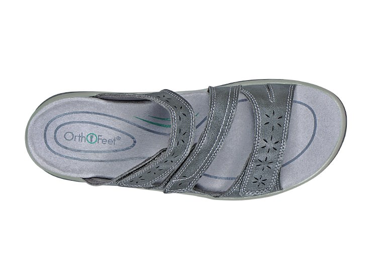 Gray Orthofeet Arch Support Slide Orthotic Women's Flip Flops | XAJVG0192