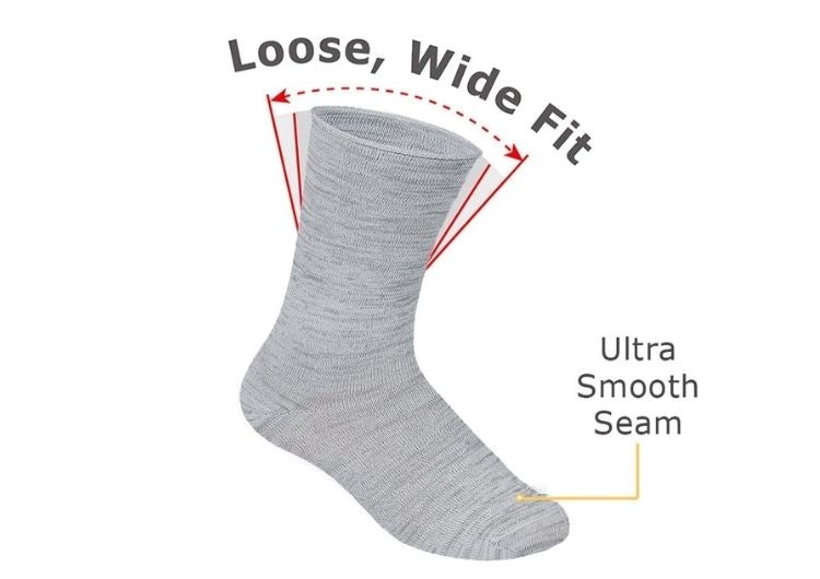 Gray Orthofeet Bamboo Non Binding Crew Wide BioSoft Unisex Socks | WTXDG1976