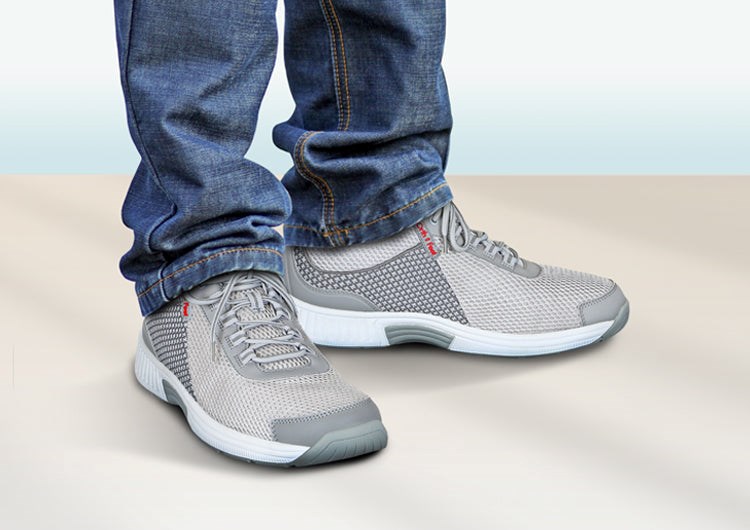 Gray Orthofeet Orthotic Walking Athletic Men's Sneakers | WDOCH8417