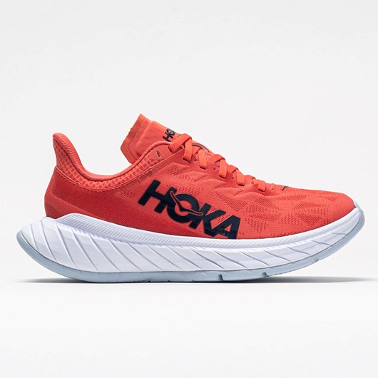 Hot Coral / Black Iris Orthofeet Hoka One One Carbon X 2 Women\'s Running Shoes | YHWKU3598