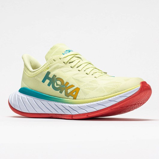 Luminary Green / Hot Coral Orthofeet Hoka One One Carbon X 2 Men's Running Shoes | NSZBV9427